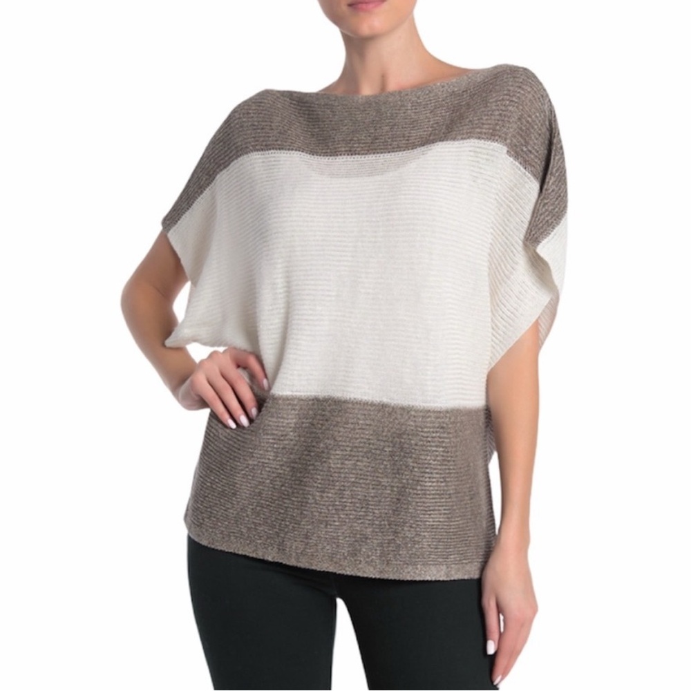 Brochu Walker Naya Taupe Cream‎ Knit Relaxed Pullover Top Blouse XS X Small